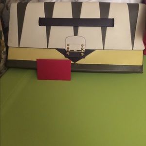 Valentino Mike Clutch Colorblock Leather